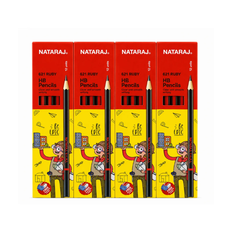 ناتاراج 621 روبي أقلام رصاص HB  – (4 × 12 قطعة)