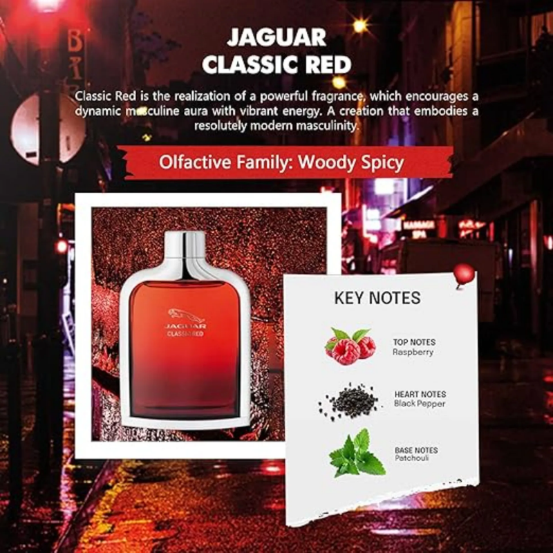 عطر جاغوار كلاسيك ريد للرجال 100 مل – أو دو تواليت